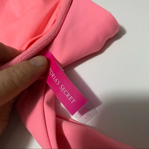 Victoria’s Secret pink chevron Sequin Bikini Bandeau strapless bra top -L - Picture 5 of 8